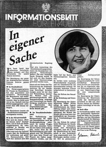 Informationsblatt für Frauen des Staatssekretariats für allgemeine Frauenfragen 1985