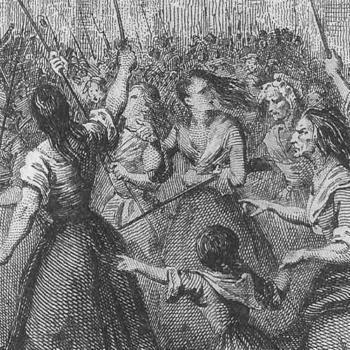 Französische Revolution 1789, Zug der Frauen nach Versaille, Ausschnitt Stahlstich gezeichnet von A. Scheffer, gestochen von A. Lefevre. 1836