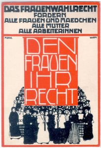 Postkarte zum Frauenwahlrecht aus dem Jahr 1913 von Marianne Saxl, Bild: VGA